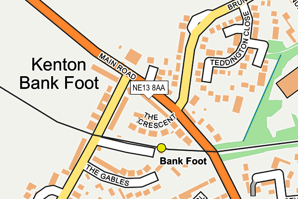 NE13 8AA map - OS OpenMap – Local (Ordnance Survey)