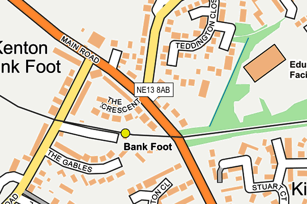 NE13 8AB map - OS OpenMap – Local (Ordnance Survey)