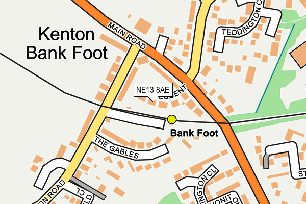 NE13 8AE map - OS OpenMap – Local (Ordnance Survey)