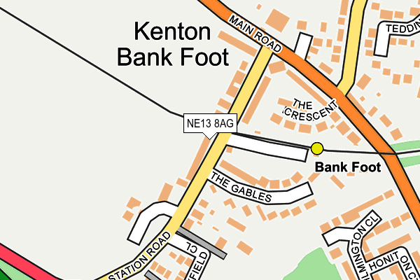 NE13 8AG map - OS OpenMap – Local (Ordnance Survey)