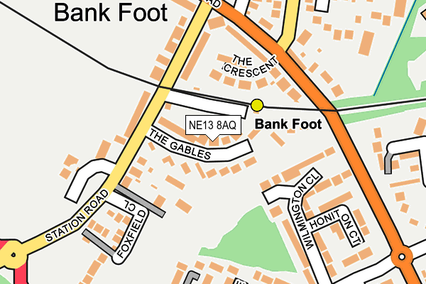 NE13 8AQ map - OS OpenMap – Local (Ordnance Survey)