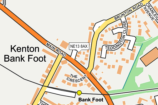 NE13 8AX map - OS OpenMap – Local (Ordnance Survey)