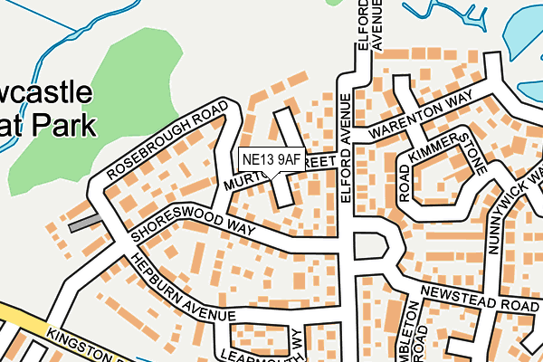 NE13 9AF map - OS OpenMap – Local (Ordnance Survey)