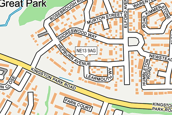 NE13 9AG map - OS OpenMap – Local (Ordnance Survey)