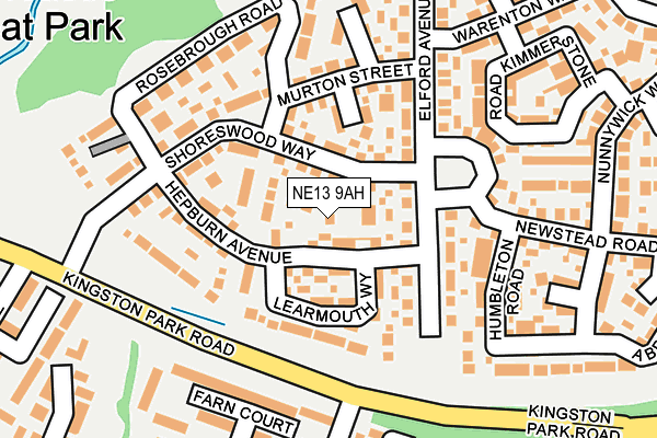 NE13 9AH map - OS OpenMap – Local (Ordnance Survey)