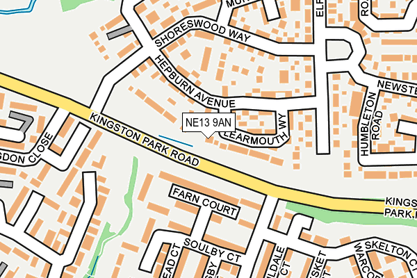NE13 9AN map - OS OpenMap – Local (Ordnance Survey)