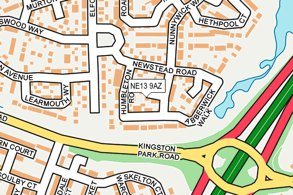 NE13 9AZ map - OS OpenMap – Local (Ordnance Survey)
