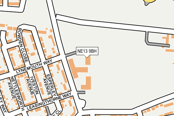 NE13 9BH map - OS OpenMap – Local (Ordnance Survey)
