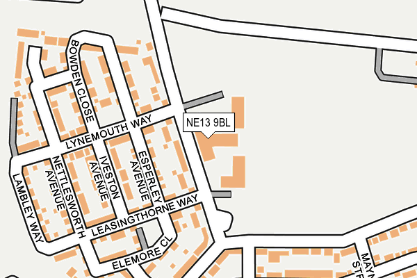 NE13 9BL map - OS OpenMap – Local (Ordnance Survey)