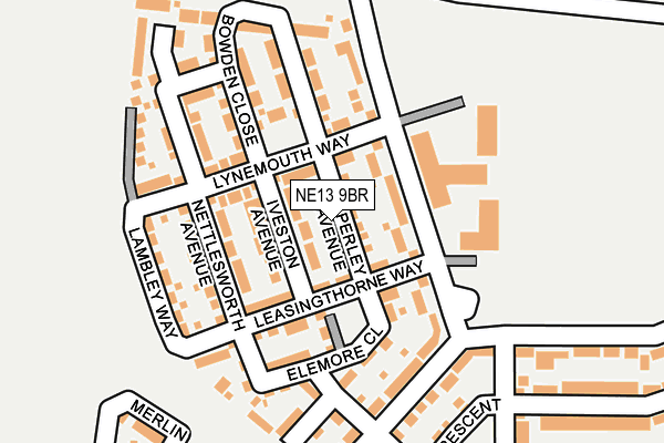 NE13 9BR map - OS OpenMap – Local (Ordnance Survey)