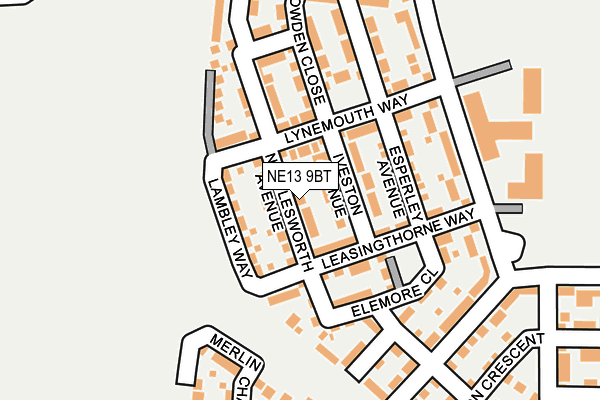 NE13 9BT map - OS OpenMap – Local (Ordnance Survey)