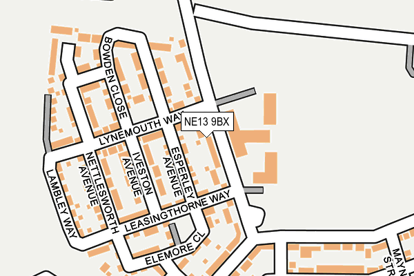 NE13 9BX map - OS OpenMap – Local (Ordnance Survey)