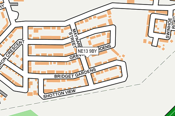 NE13 9BY map - OS OpenMap – Local (Ordnance Survey)