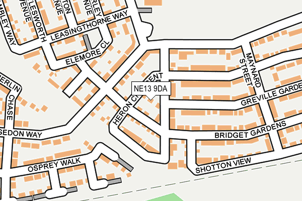 NE13 9DA map - OS OpenMap – Local (Ordnance Survey)