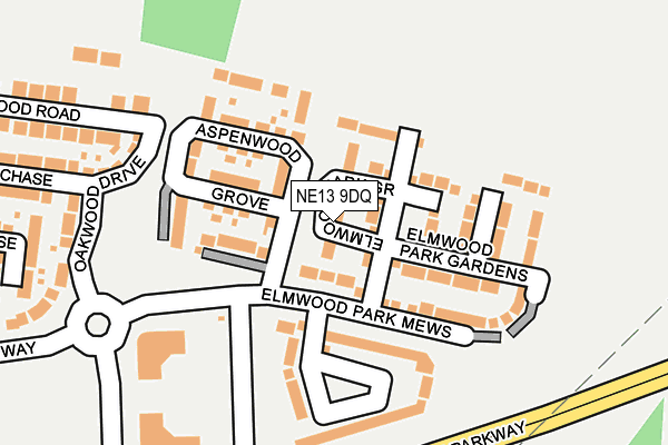 NE13 9DQ map - OS OpenMap – Local (Ordnance Survey)