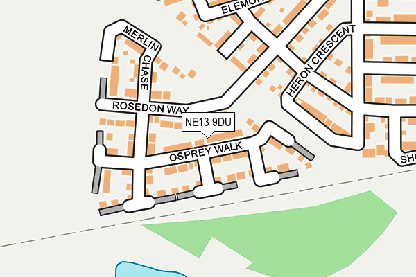 NE13 9DU map - OS OpenMap – Local (Ordnance Survey)