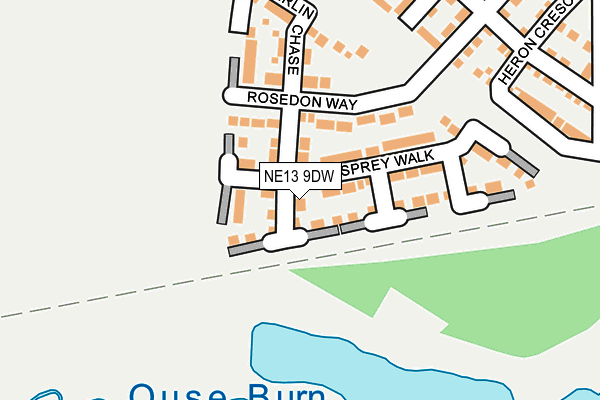 NE13 9DW map - OS OpenMap – Local (Ordnance Survey)