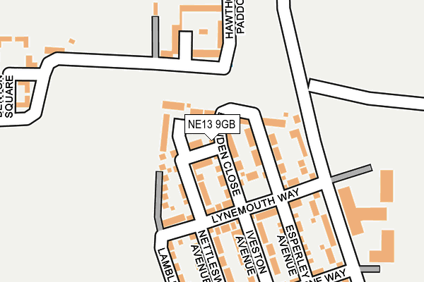 NE13 9GB map - OS OpenMap – Local (Ordnance Survey)