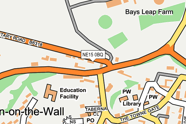 NE15 0BQ map - OS OpenMap – Local (Ordnance Survey)