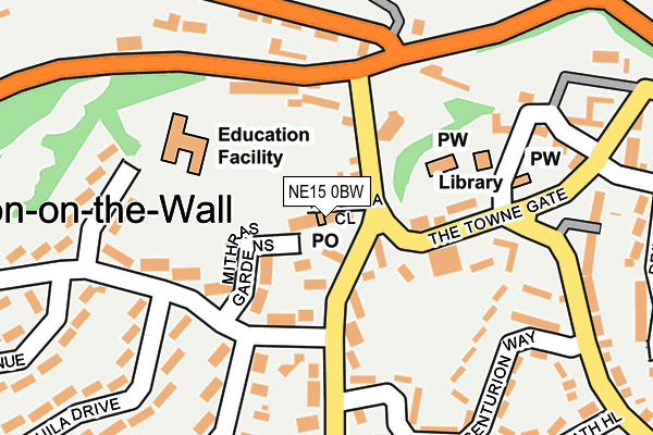 NE15 0BW map - OS OpenMap – Local (Ordnance Survey)
