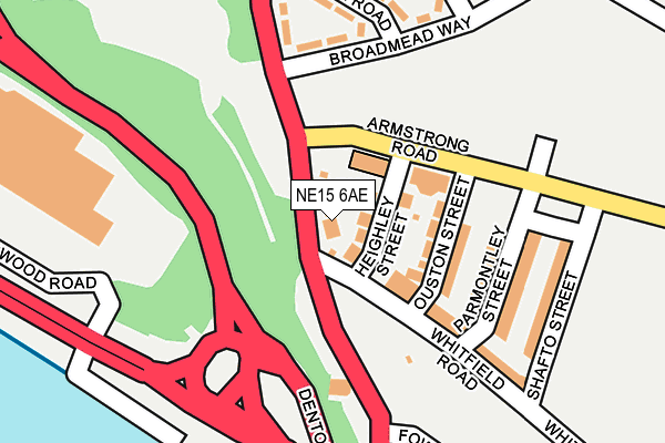 NE15 6AE map - OS OpenMap – Local (Ordnance Survey)