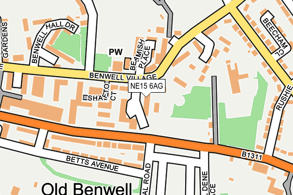 NE15 6AG map - OS OpenMap – Local (Ordnance Survey)