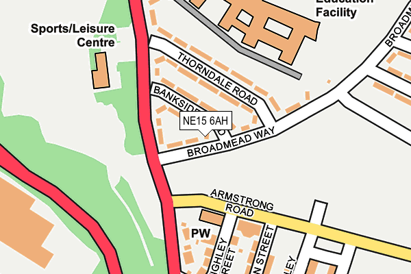 NE15 6AH map - OS OpenMap – Local (Ordnance Survey)