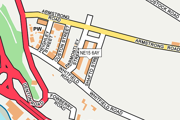 NE15 6AY map - OS OpenMap – Local (Ordnance Survey)