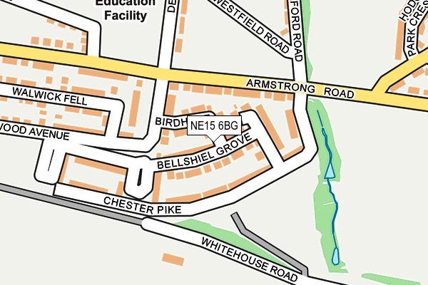 NE15 6BG map - OS OpenMap – Local (Ordnance Survey)