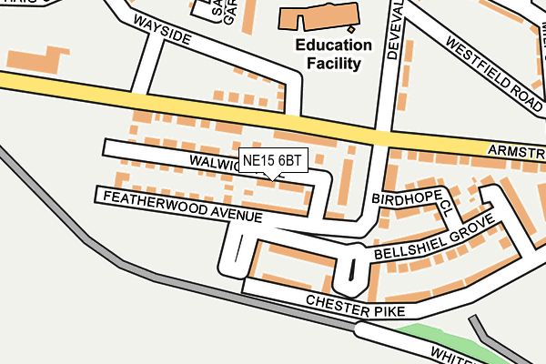 NE15 6BT map - OS OpenMap – Local (Ordnance Survey)