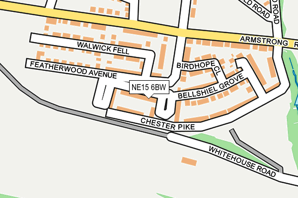 NE15 6BW map - OS OpenMap – Local (Ordnance Survey)