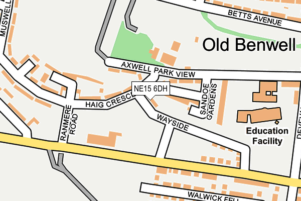 NE15 6DH map - OS OpenMap – Local (Ordnance Survey)