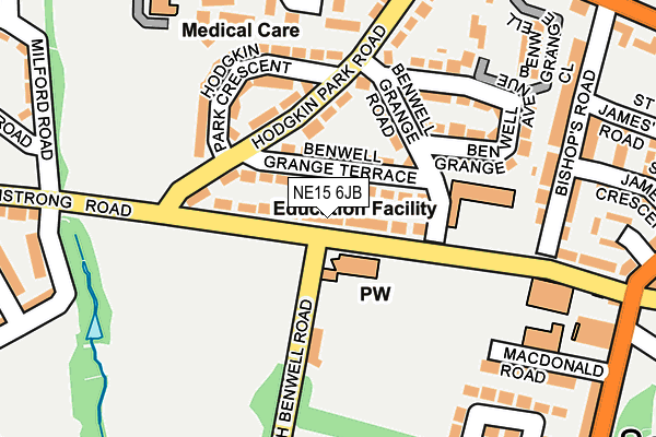 NE15 6JB map - OS OpenMap – Local (Ordnance Survey)