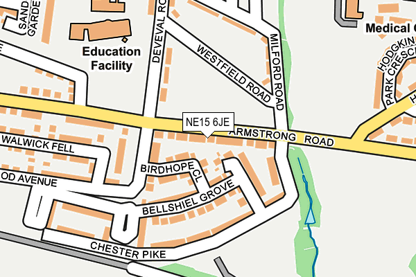 NE15 6JE map - OS OpenMap – Local (Ordnance Survey)
