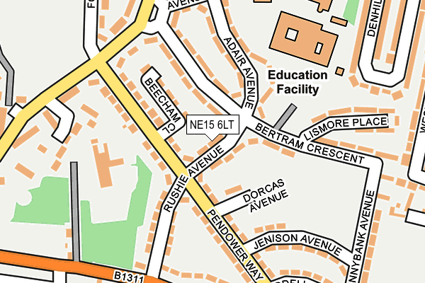 NE15 6LT map - OS OpenMap – Local (Ordnance Survey)
