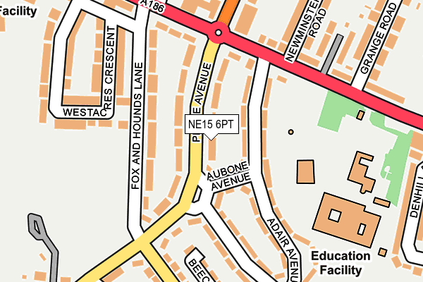 NE15 6PT map - OS OpenMap – Local (Ordnance Survey)