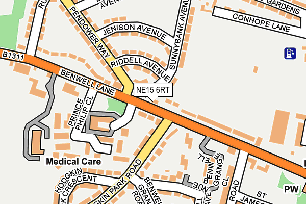 NE15 6RT map - OS OpenMap – Local (Ordnance Survey)