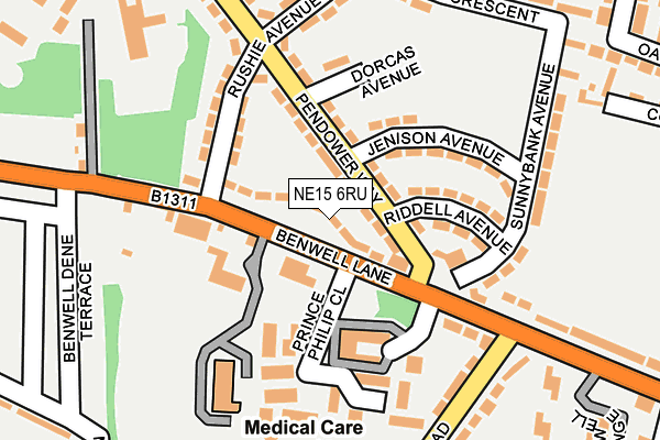 NE15 6RU map - OS OpenMap – Local (Ordnance Survey)