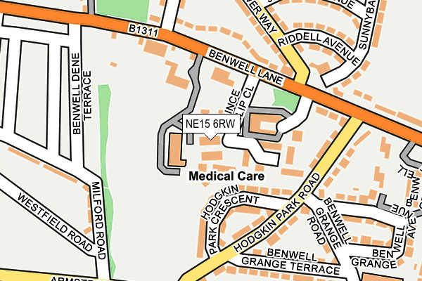 NE15 6RW map - OS OpenMap – Local (Ordnance Survey)
