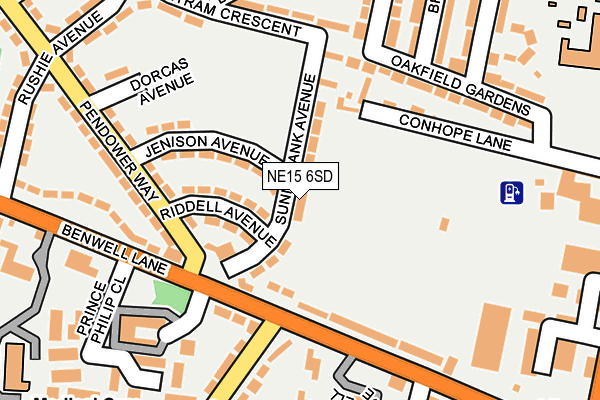 NE15 6SD map - OS OpenMap – Local (Ordnance Survey)