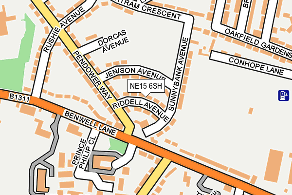 NE15 6SH map - OS OpenMap – Local (Ordnance Survey)