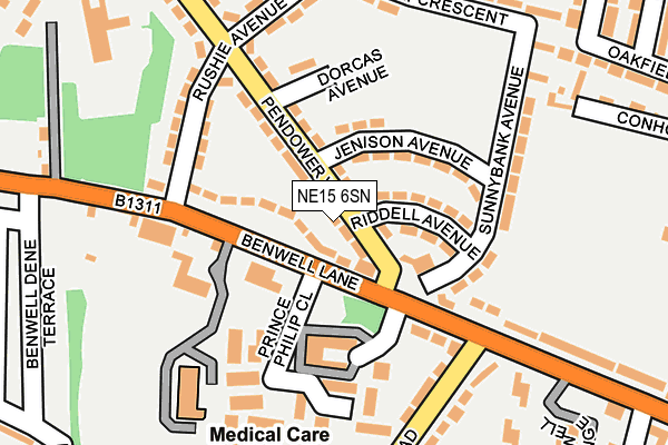 NE15 6SN map - OS OpenMap – Local (Ordnance Survey)