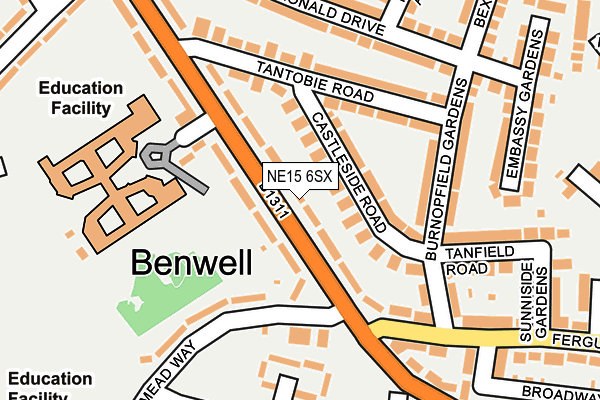 NE15 6SX map - OS OpenMap – Local (Ordnance Survey)