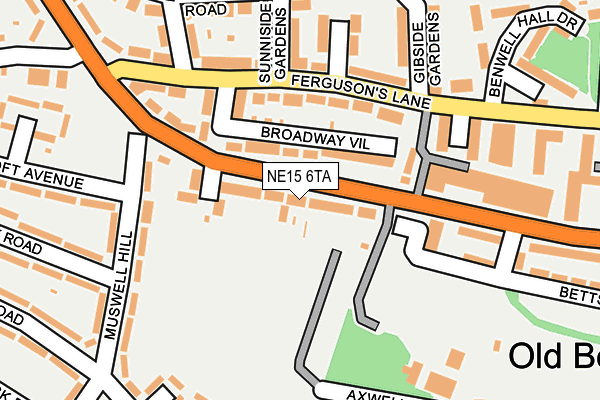 NE15 6TA map - OS OpenMap – Local (Ordnance Survey)