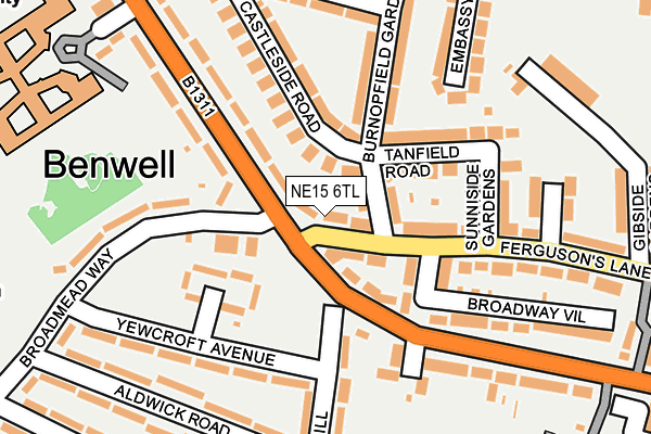 NE15 6TL map - OS OpenMap – Local (Ordnance Survey)