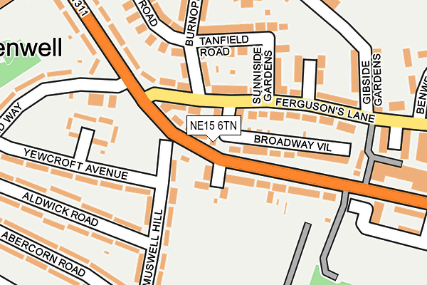 NE15 6TN map - OS OpenMap – Local (Ordnance Survey)