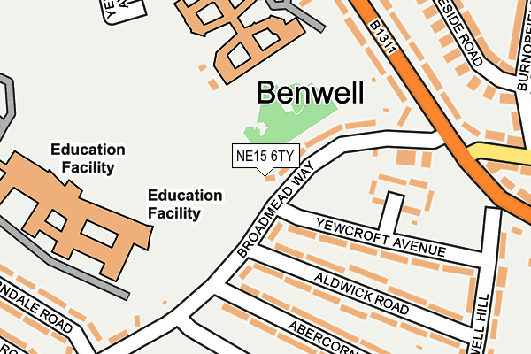 NE15 6TY map - OS OpenMap – Local (Ordnance Survey)