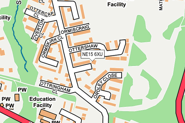 NE15 6XU map - OS OpenMap – Local (Ordnance Survey)