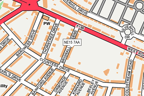 NE15 7AA map - OS OpenMap – Local (Ordnance Survey)