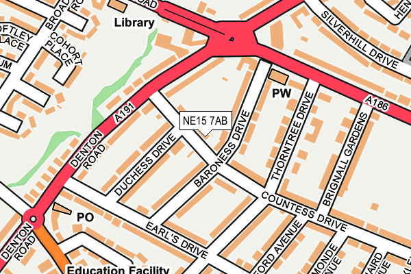 NE15 7AB map - OS OpenMap – Local (Ordnance Survey)